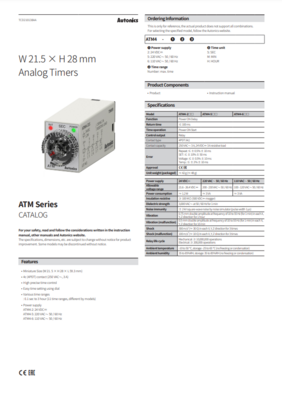 AUTONICS ATM CATALOG ATM SERIES: W21.5XH28MM ANALOG TIMERS